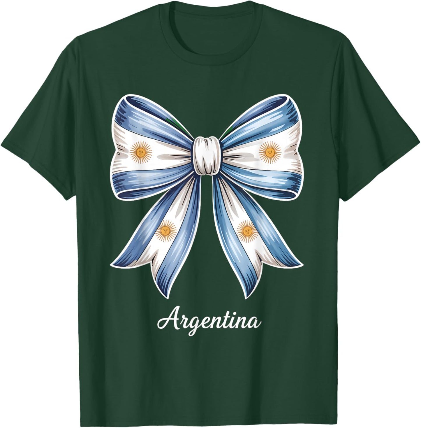 Argentina Flag Coquette Bow Argentinian Pride T-Shirt - T-Shirt | Forest
