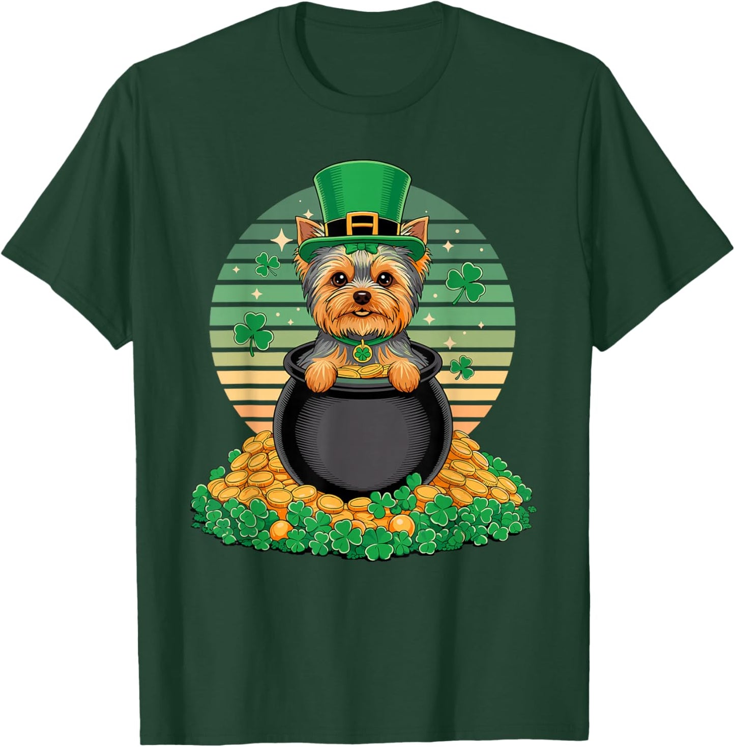 Yorkshire Terrier St Patricks Day Leprechaun Shamrock Yorkie T-Shirt - T-Shirt | Forest