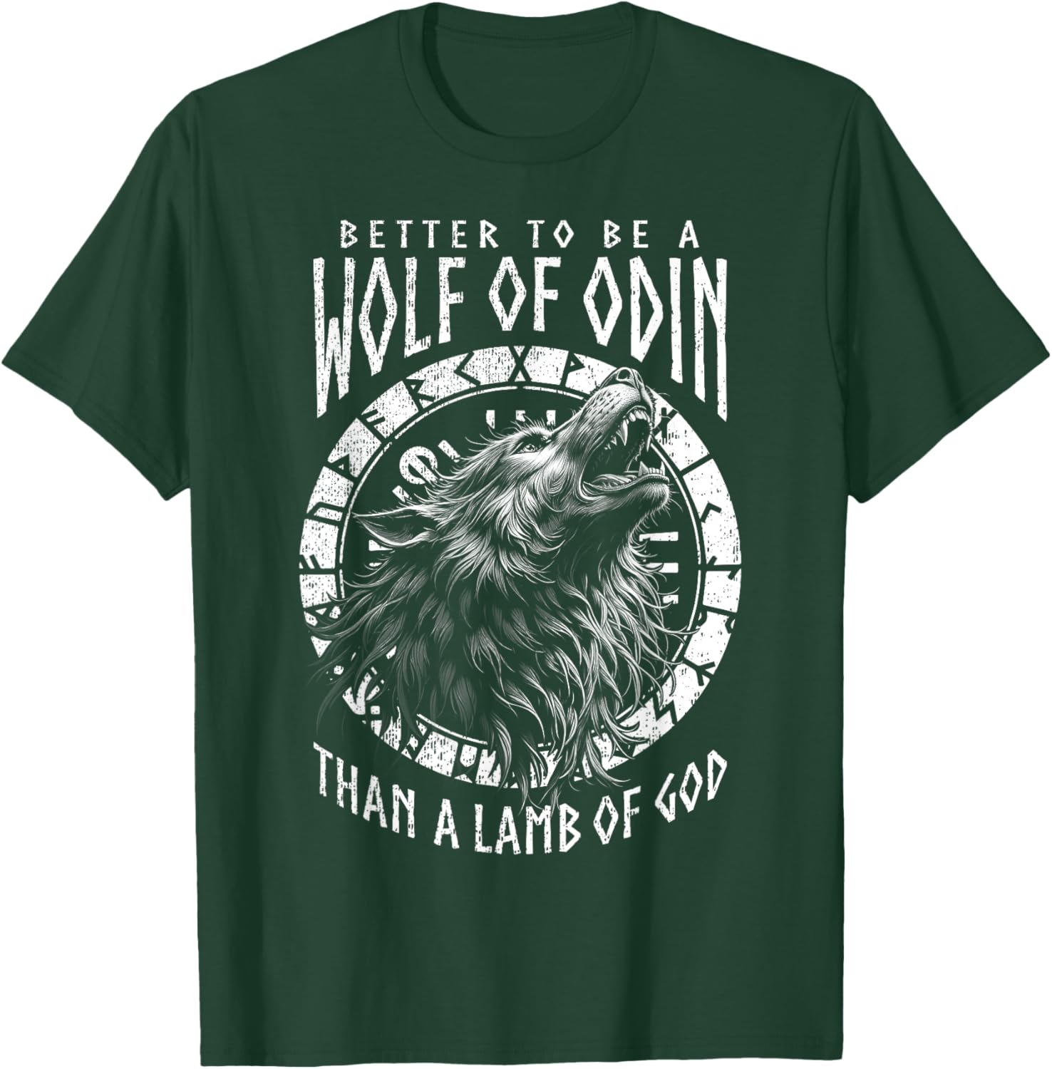 Wolf Of Odin Lamb Of God Viking Norse Mythology Compass T-Shirt - T-Shirt | Forest
