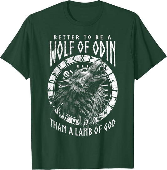 Wolf Of Odin Lamb Of God Viking Norse Mythology Compass T-Shirt - T-Shirt | Forest