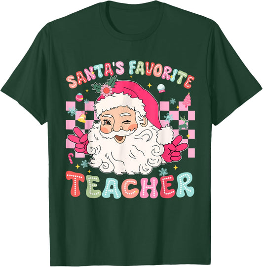 Santa Favorite Teacher Shirt Teacher Christmas T-Shirt - T-Shirt | Forest
