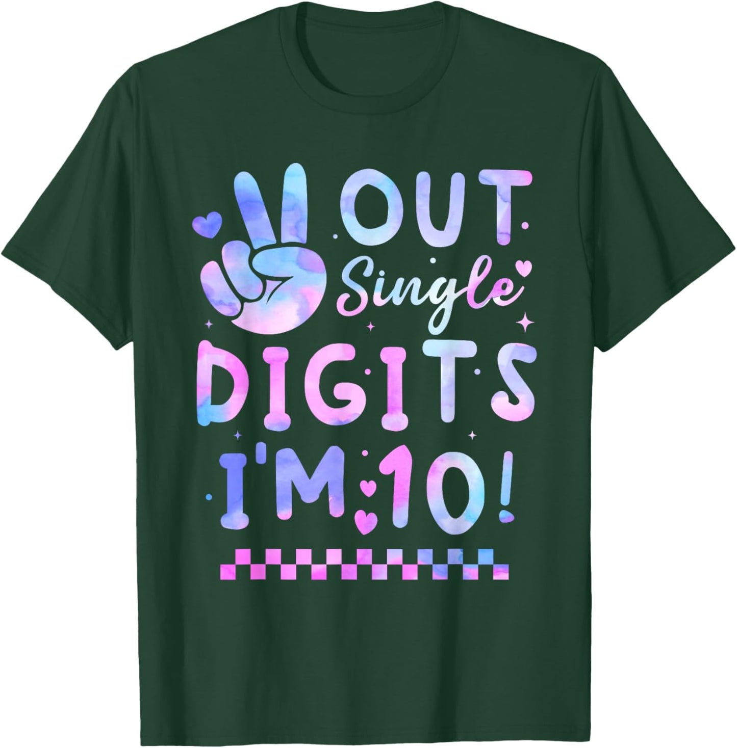 Peace Out Single Digits I'm 10 Birthday Girls 10th Years Old T-Shirt - T-Shirt | Forest