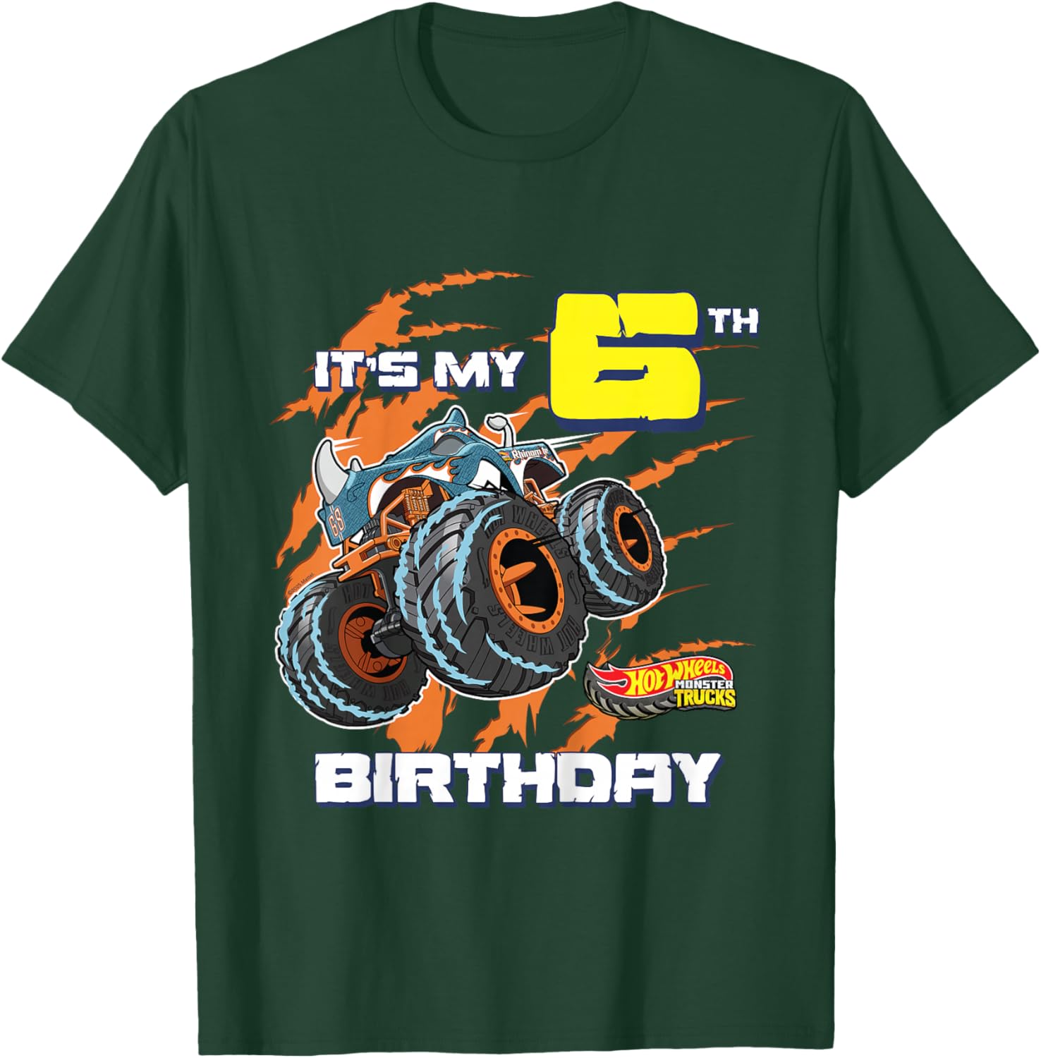 Kids Hot Wheels Monster Trucks - It's My 6th Birthday T-Shirt - T-Shirt | Forest