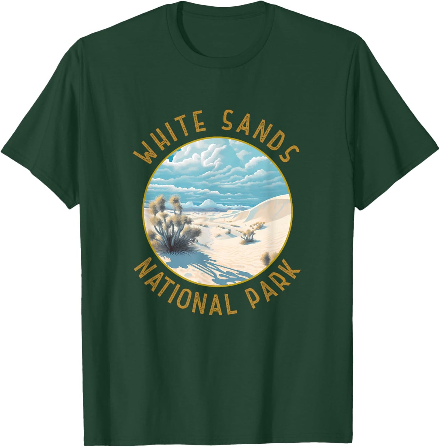 White Sands National Park Illustration Distressed Circle T-Shirt - T-Shirt | Forest