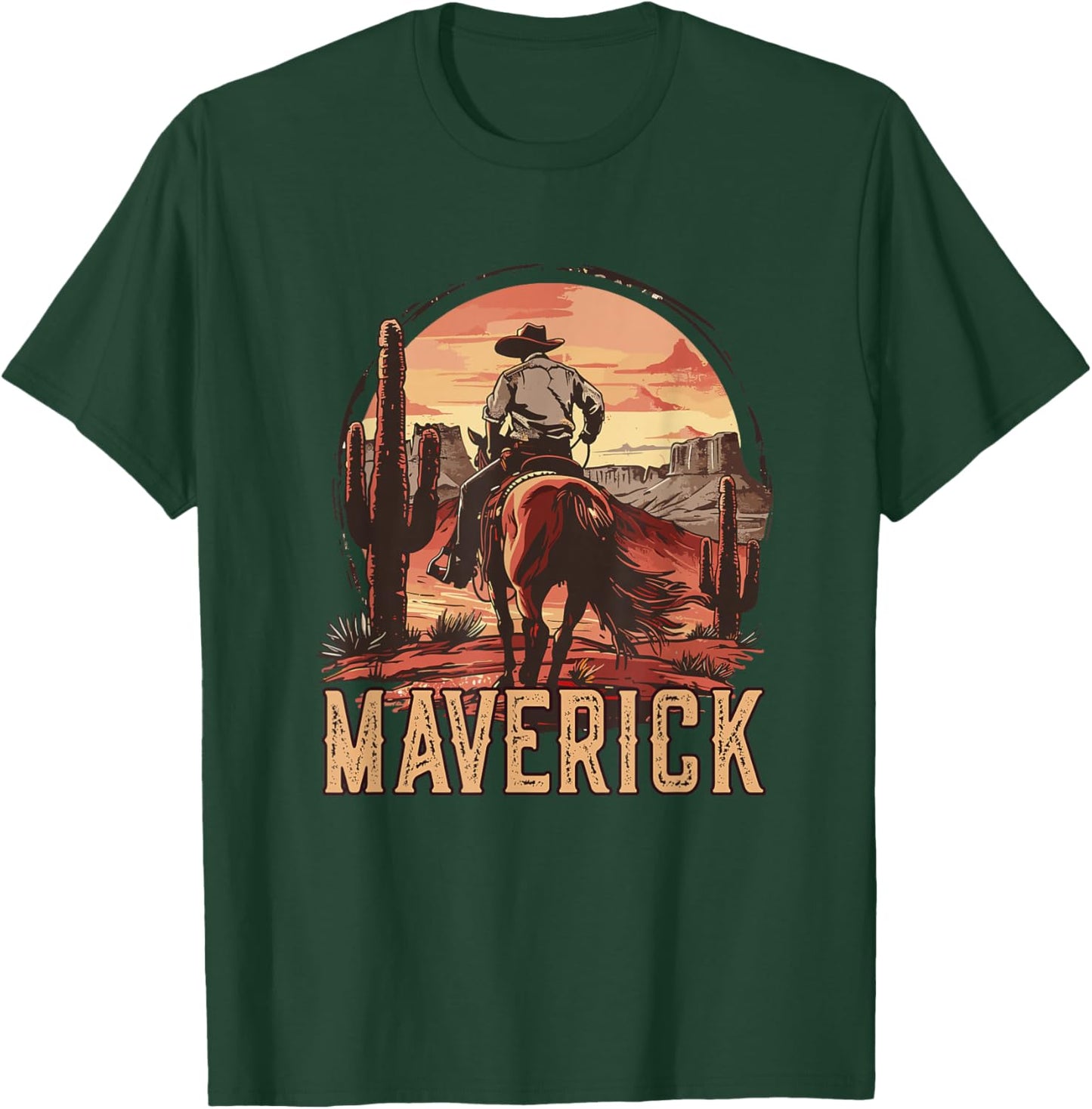 Maverick Western Country Cowboy Kids Toddler Boys T-Shirt - T-Shirt | Forest