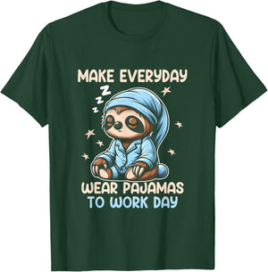 National Everyday Wear Pajamas To Work Day Lazy Sloth Humor T-Shirt - T-Shirt | Forest