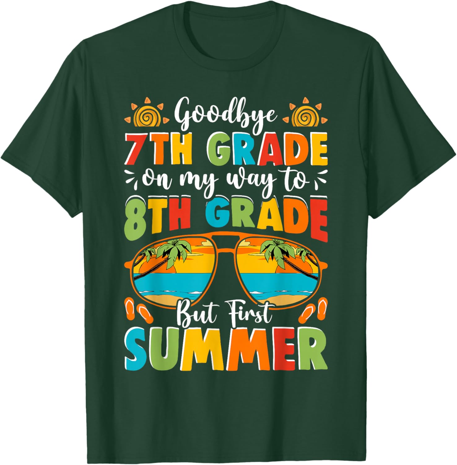 Goodbye 7th Grade Graduation to 8th Grade First Summer Kids T-Shirt - T-Shirt | Forest