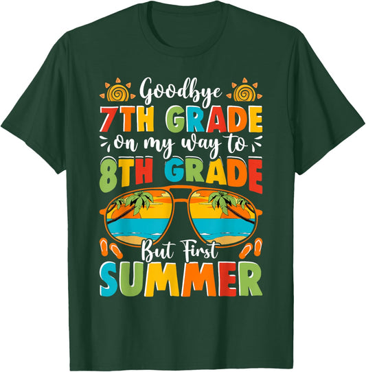 Goodbye 7th Grade Graduation to 8th Grade First Summer Kids T-Shirt - T-Shirt | Forest