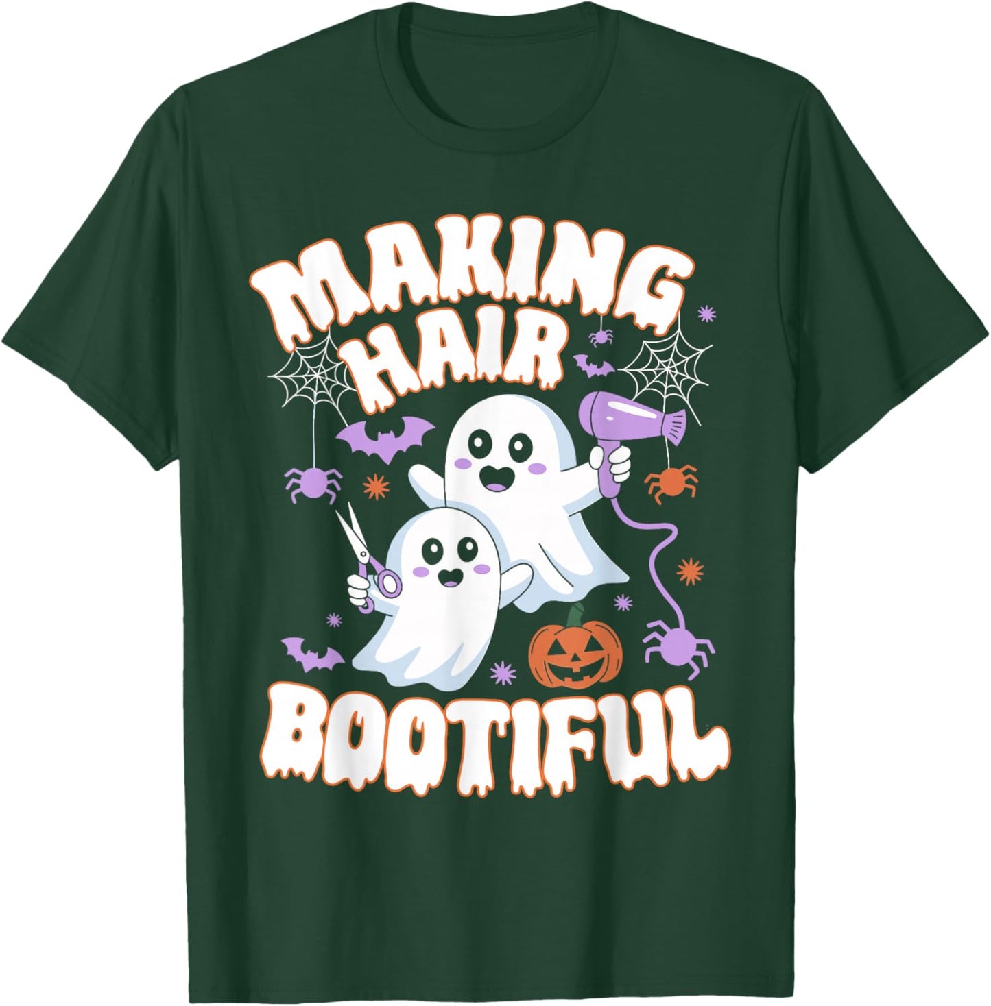 Making Hair Bootiful Halloween Spooky Ghosts Hair Stylist T-Shirt - T-Shirt | Forest