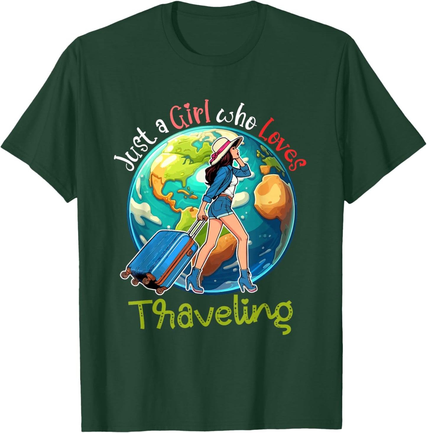 A Girl Loves Traveling Costume Men Matching Travel Lover T-Shirt - T-Shirt | Forest