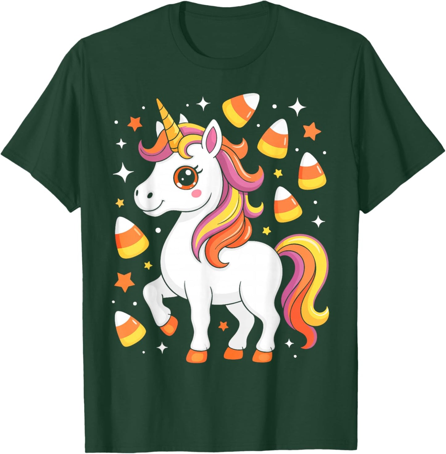 Unicorn Candy Corn Shirt Men Women Kids Halloween Costume T-Shirt - T-Shirt | Forest