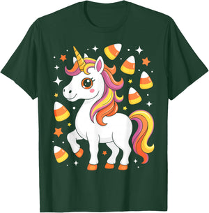 Unicorn Candy Corn Shirt Men Women Kids Halloween Costume T-Shirt - T-Shirt | Forest
