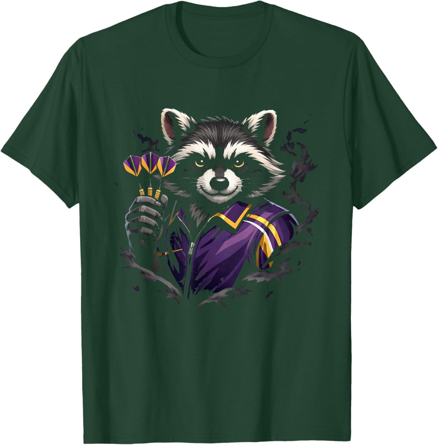 Lustiges Dart Waschbär Outfit Darts Werfen Dartboard Trikot T-Shirt - T-Shirt | Forest