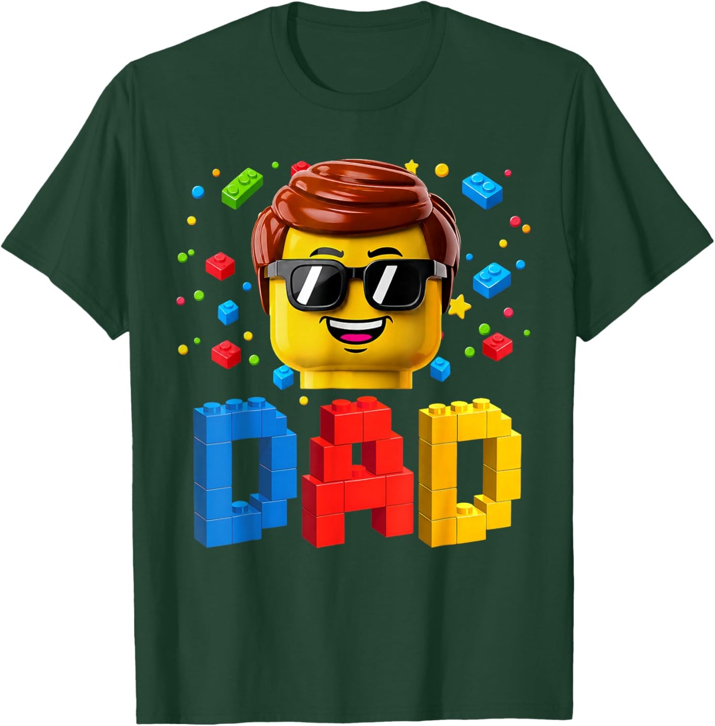Dad Master Builder Building Bricks Blocks Family Fathers Day T-Shirt - T-Shirt | Forest