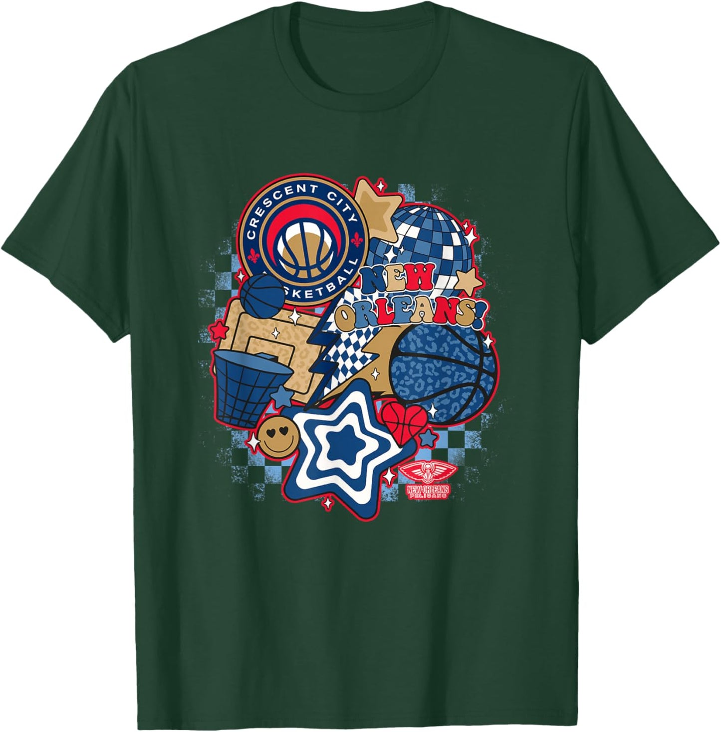 NBA New Orleans Pelicans Psychedelic Basketball Collage T-Shirt - T-Shirt | Forest