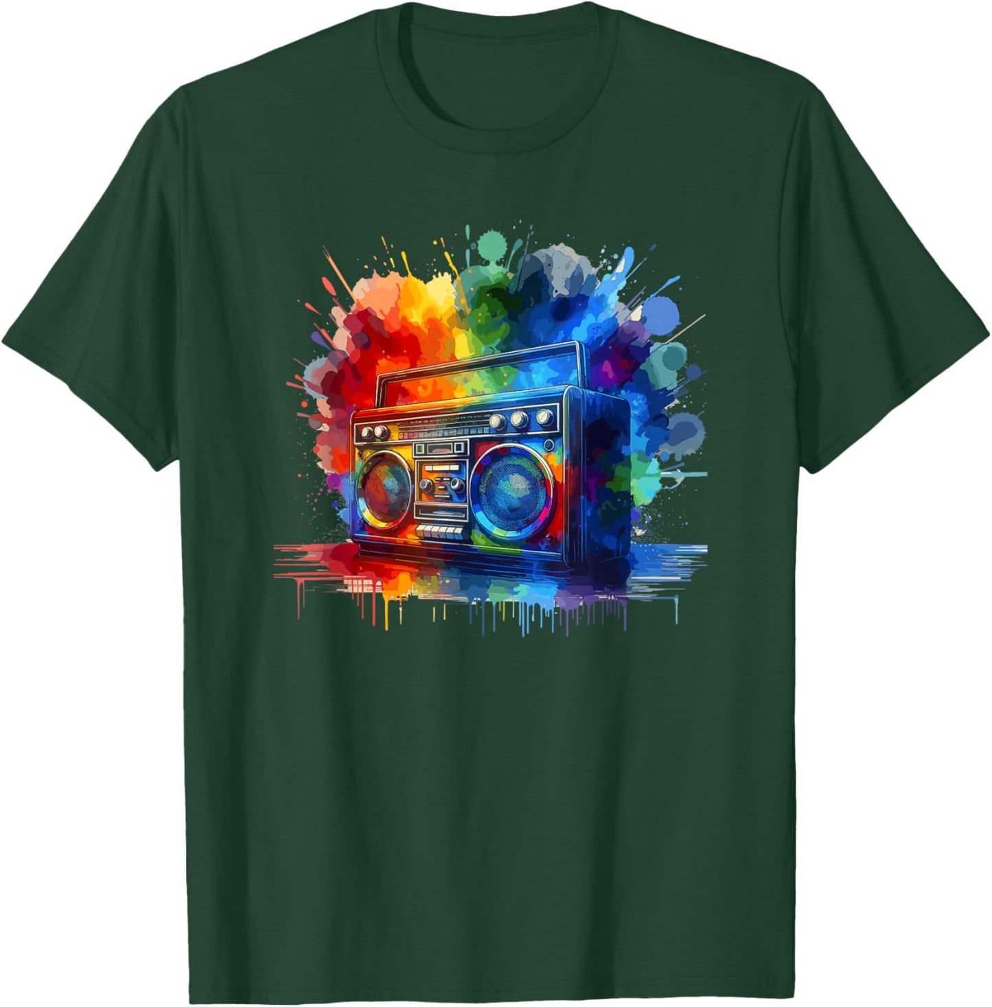 Splash Art Boombox Old School 80s Music Hip Hop T-Shirt - T-Shirt | Forest
