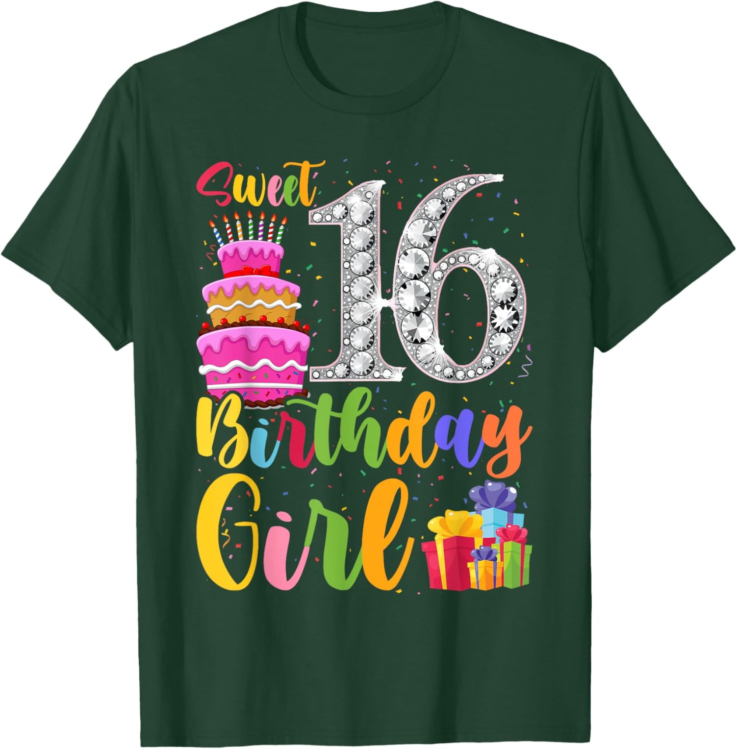 Cute Pink Black "Sweet 16" Style I 16th Birthday Idea T-Shirt - T-Shirt | Forest
