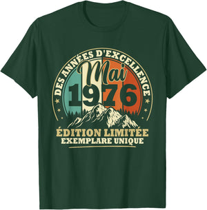 Vintage Mai 1976 Cadeau Anniversaire 50 Ans Hommes Femmes T-Shirt - T-Shirt | Forest