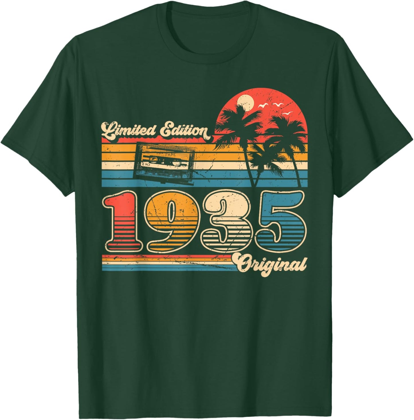 90th Birthday Retro Vintage 1935 Men Women T-Shirt - T-Shirt | Forest