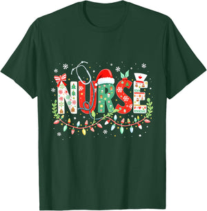 Groovy ER CNA Nurse Winter For Funny Christmas Nurse Graphic T-Shirt - T-Shirt | Forest