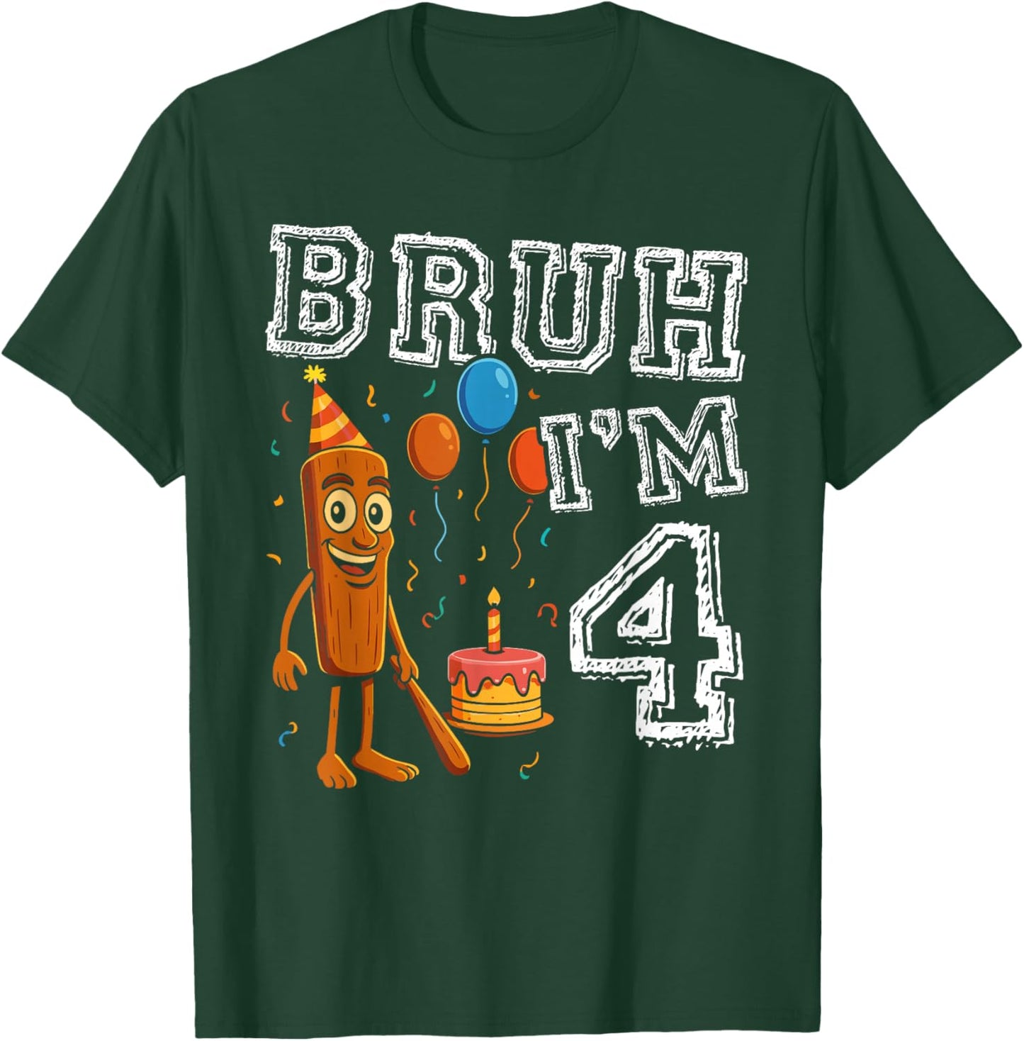 Italian Brainrot Bruh I'm 4 Age 4th Kids Boys Girls T-Shirt - T-Shirt | Forest
