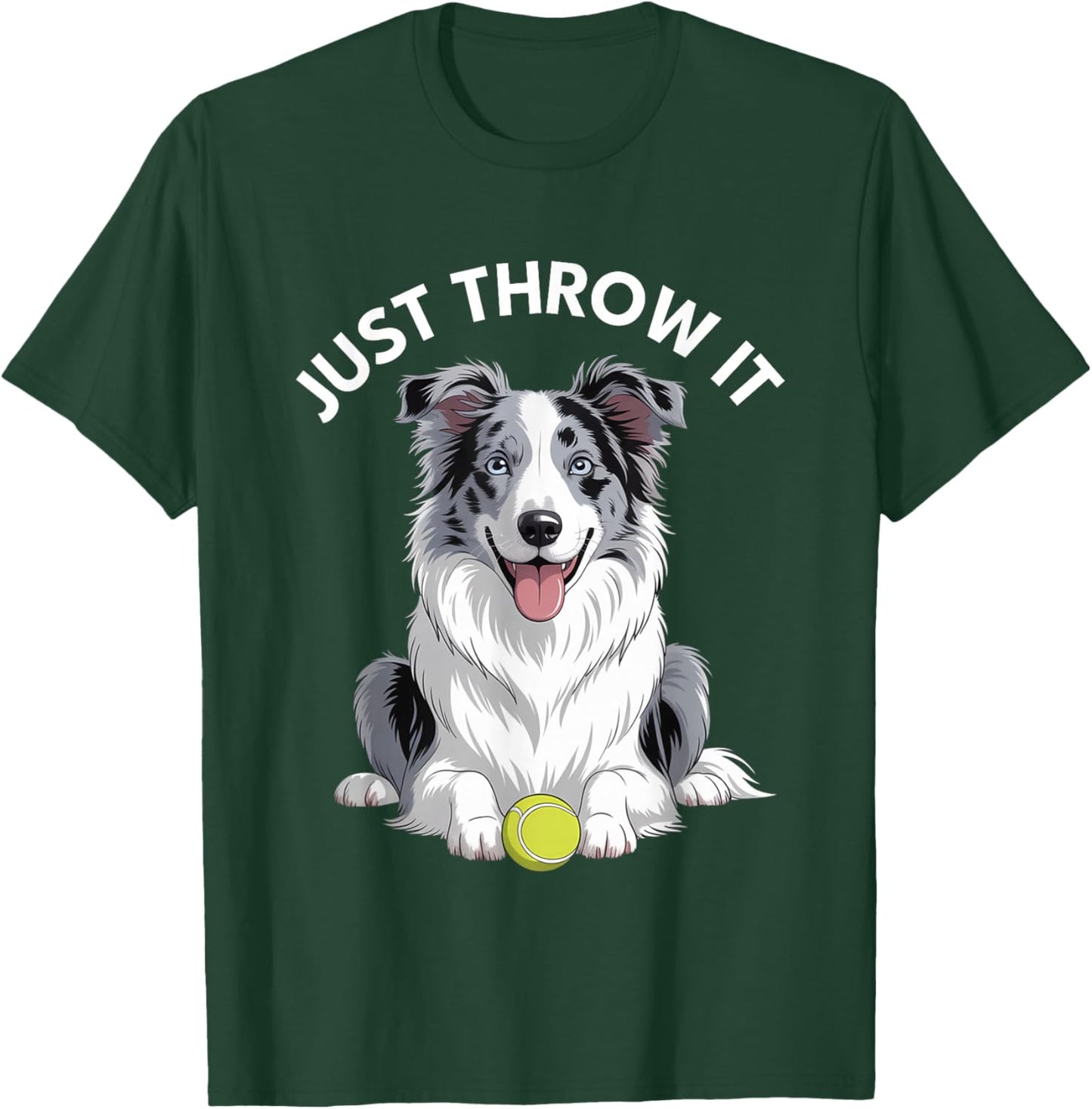 Just Throw It Grey & White Merle Border Collie T-Shirt - T-Shirt | Forest
