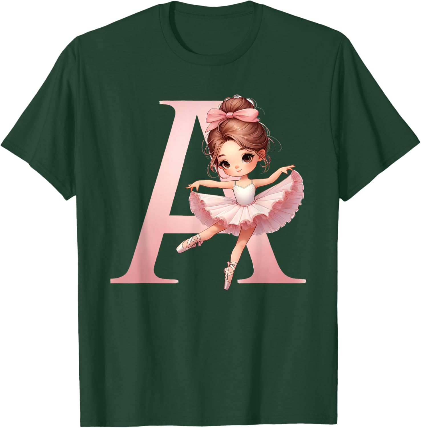Ballerina Girl Dancing Name First Letter A Girly Tutu Ballet T-Shirt - T-Shirt | Forest