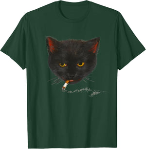 Smoking Cat Graphic T-Shirt - T-Shirt | Forest
