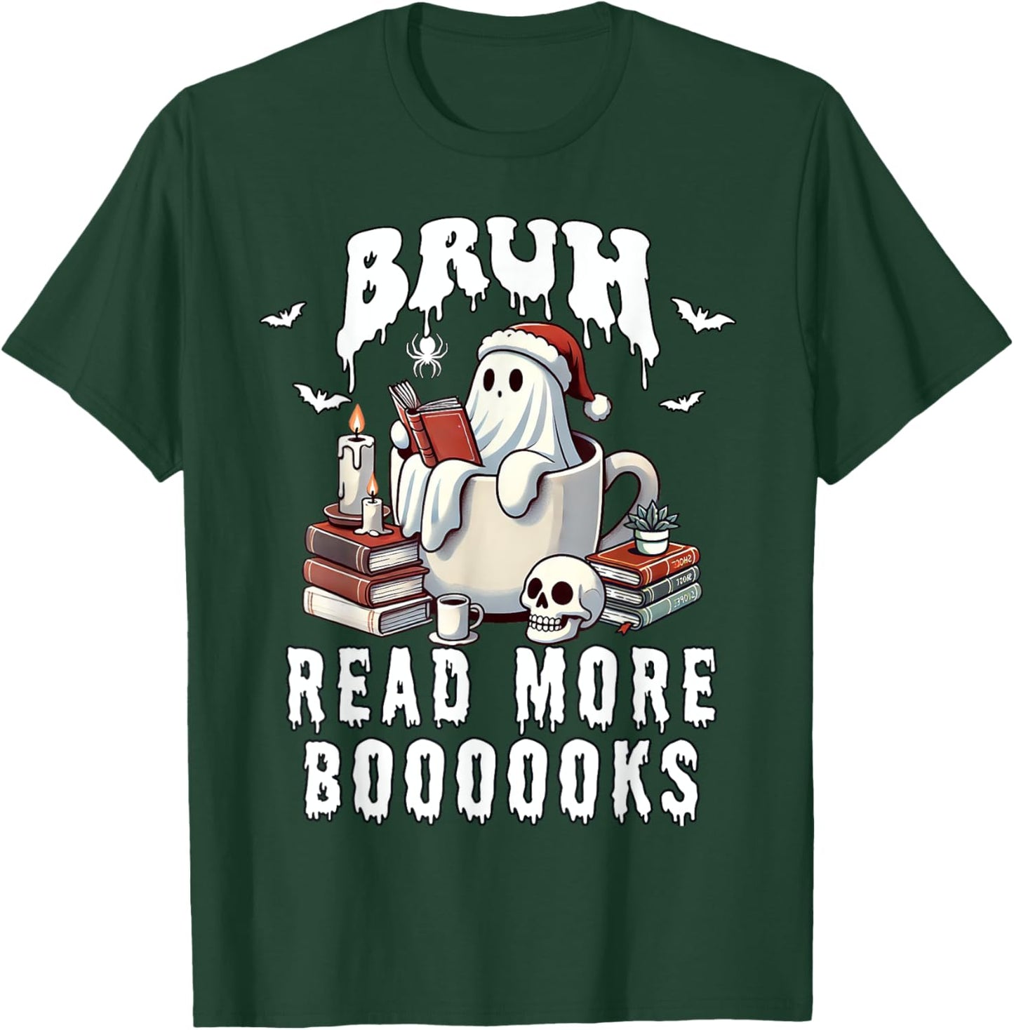 Halloween Bruh Read More Books Cute Funny Ghost Boo Spirit T-Shirt - T-Shirt | Forest