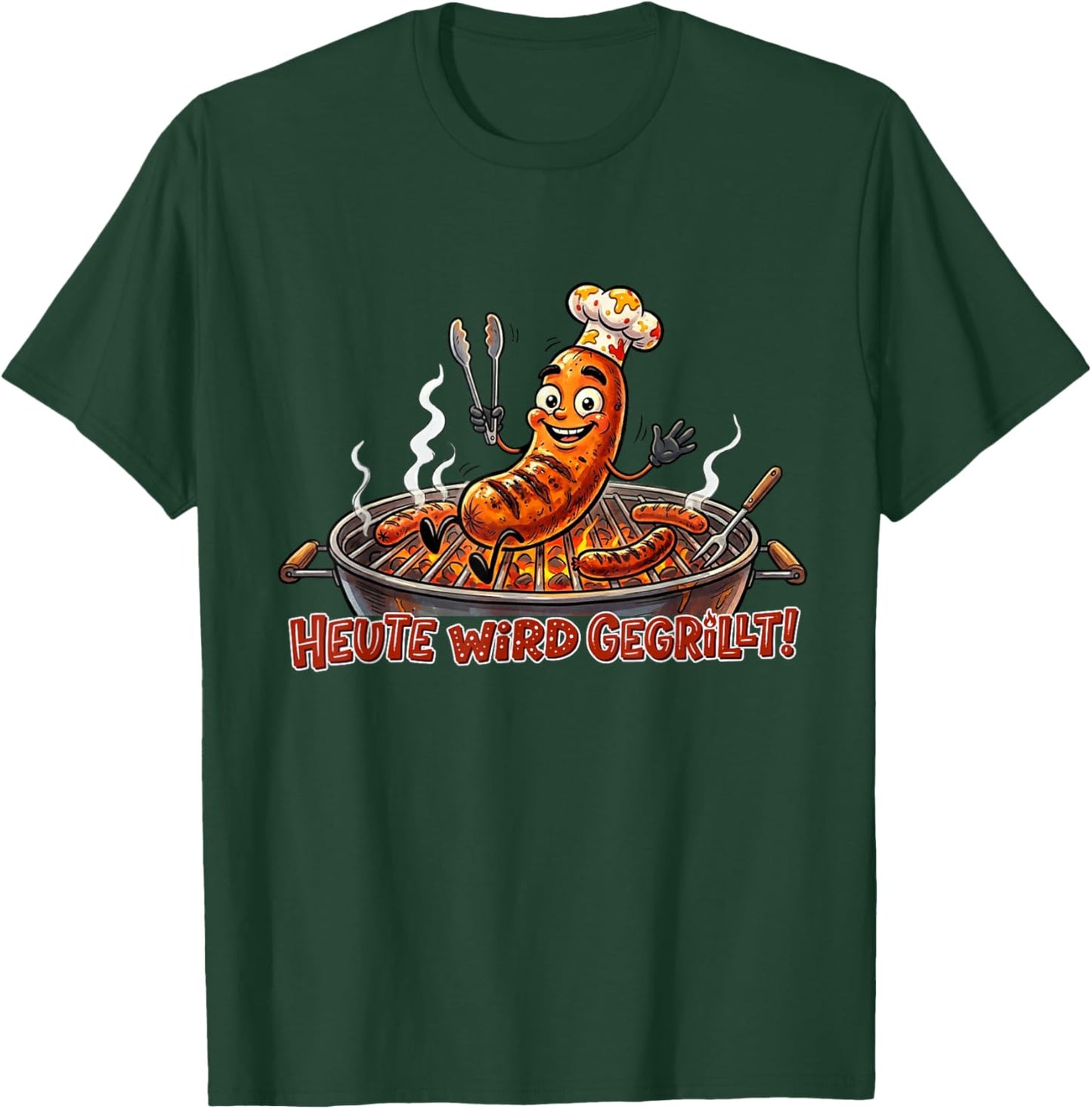 Heute Wird gegrillt! Lustige Bratwurst Grillmeister BBQ T-Shirt - T-Shirt | Forest