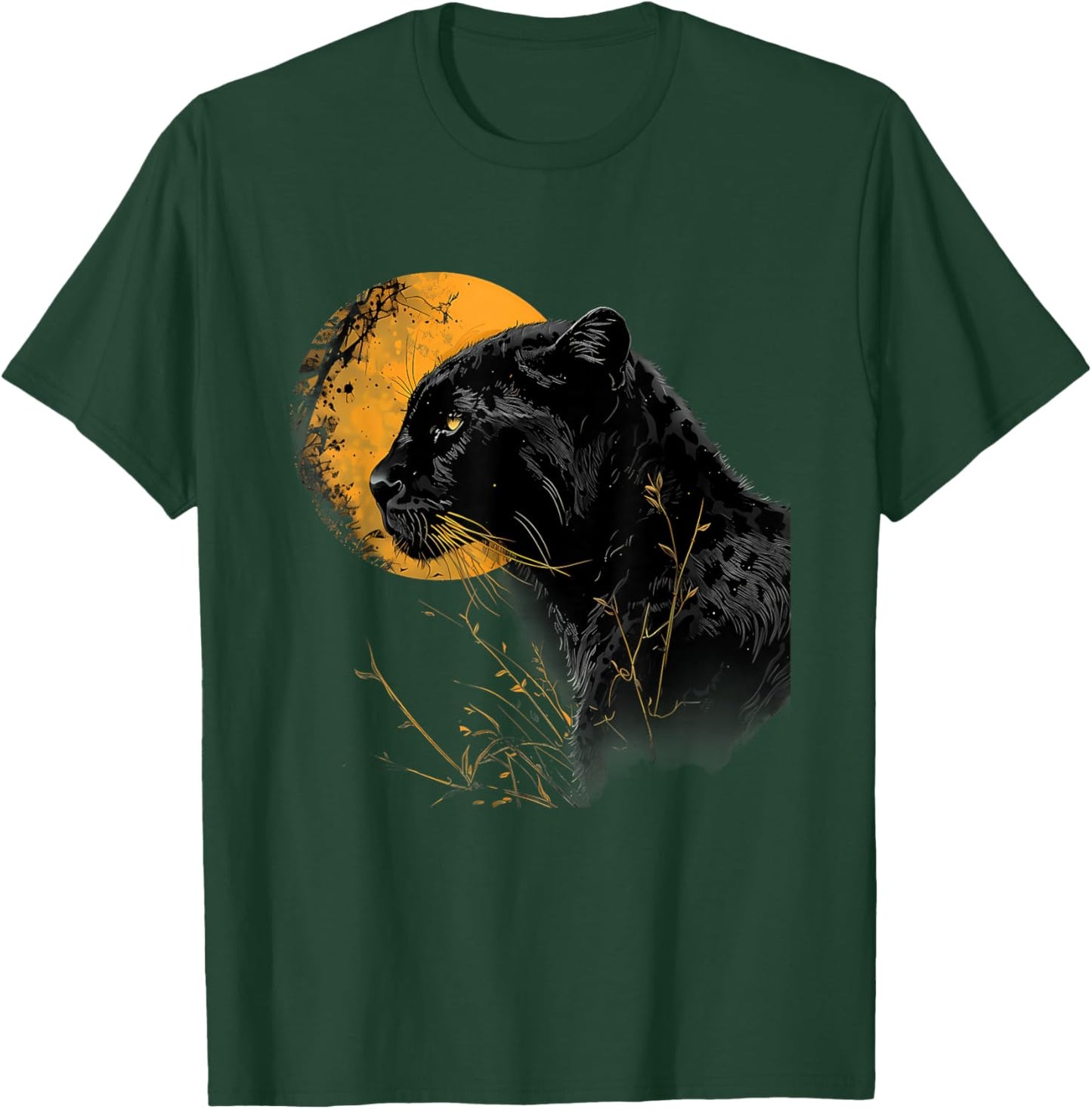 Panther Moon Panther Lover Portrait Tropical Animal Art T-Shirt - T-Shirt | Forest