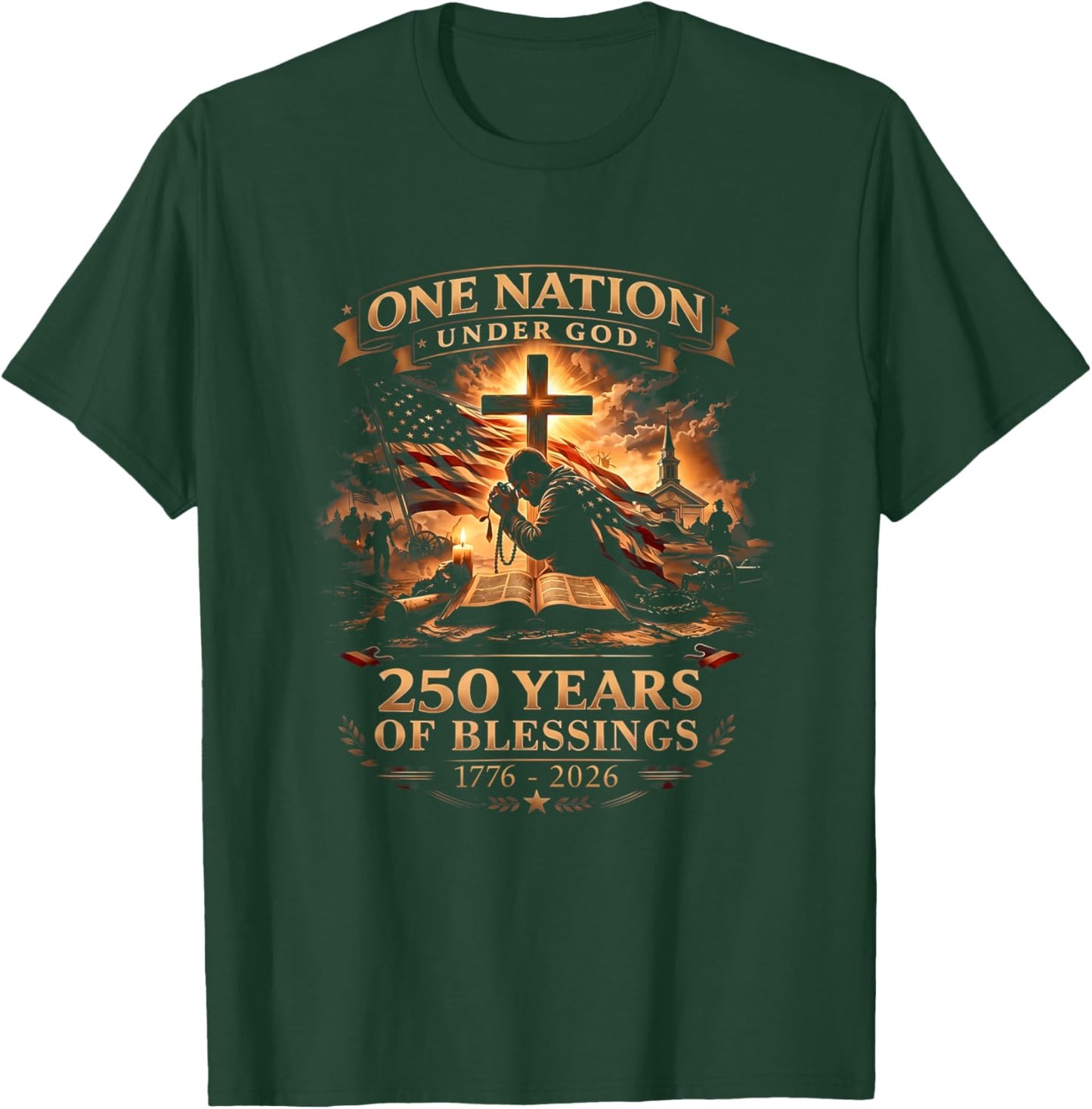One Nation Under God 250 Years 250th Anniversary USA Men T-Shirt - T-Shirt | Forest
