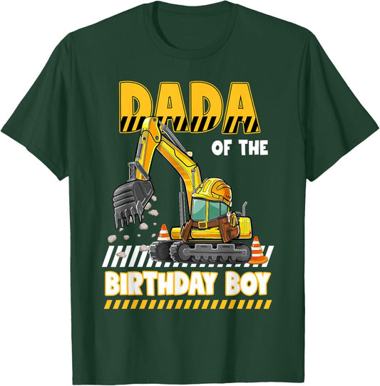 Dada Of The Birthday Boy Construction Excavator Family T-Shirt - T-Shirt | Forest