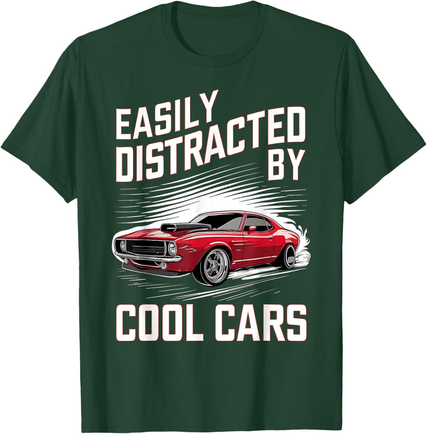 Boys Vintage Muscle Car Easily Distracted by Cool Cars T-Shirt - T-Shirt | Forest