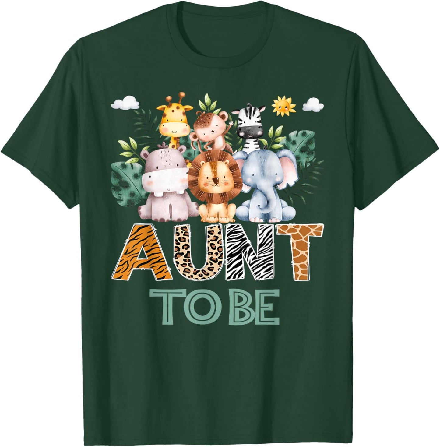 Soon To Be Aunt Jungle Animal Safari Gender Reveal T-Shirt - T-Shirt | Forest