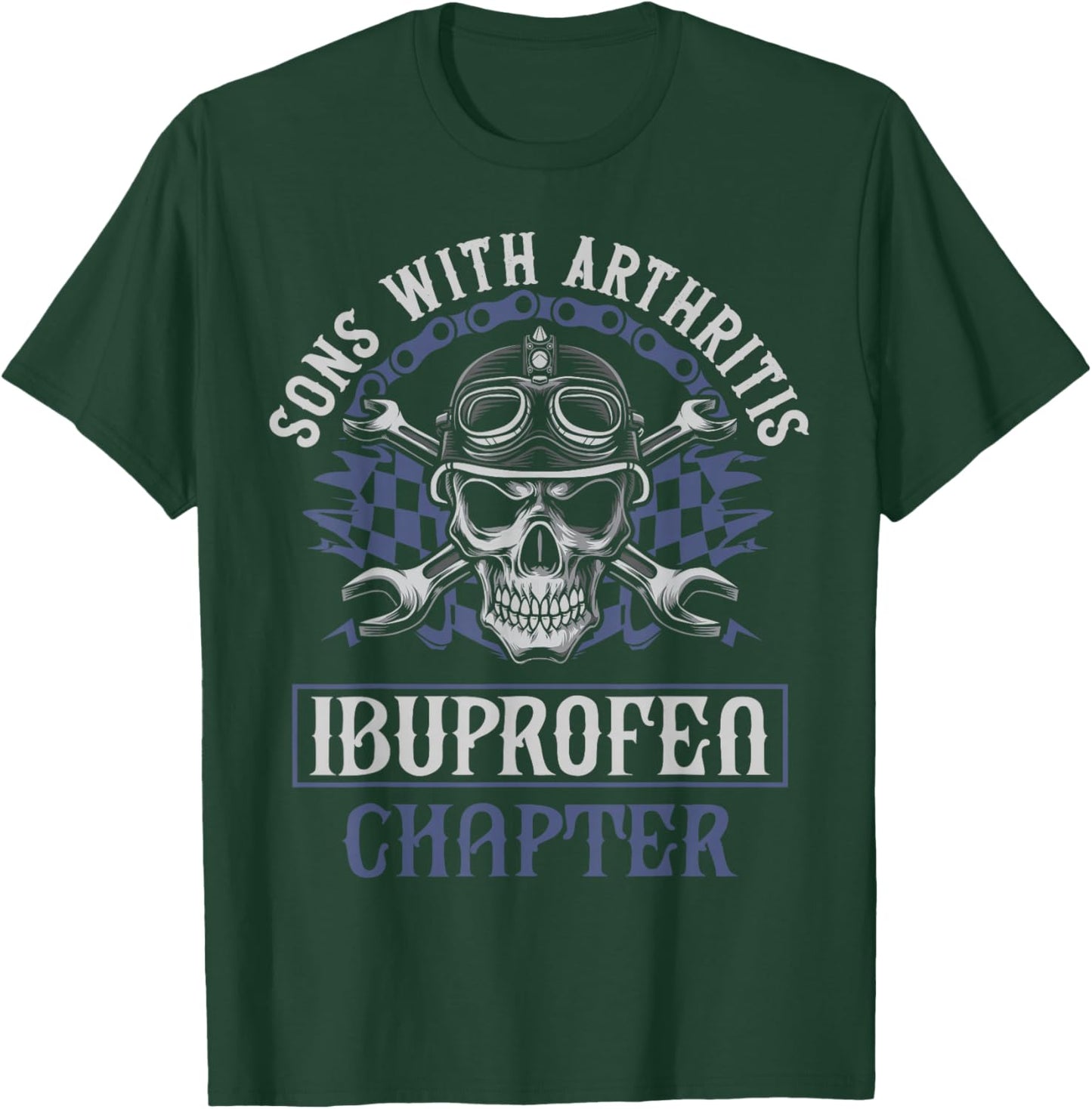 Funny Apparel for older Bikers Sons with Arthritis Ibuprofen Chapter Men's Black Small Motorcycle Biker T-Shirt - T-Shirt | Forest