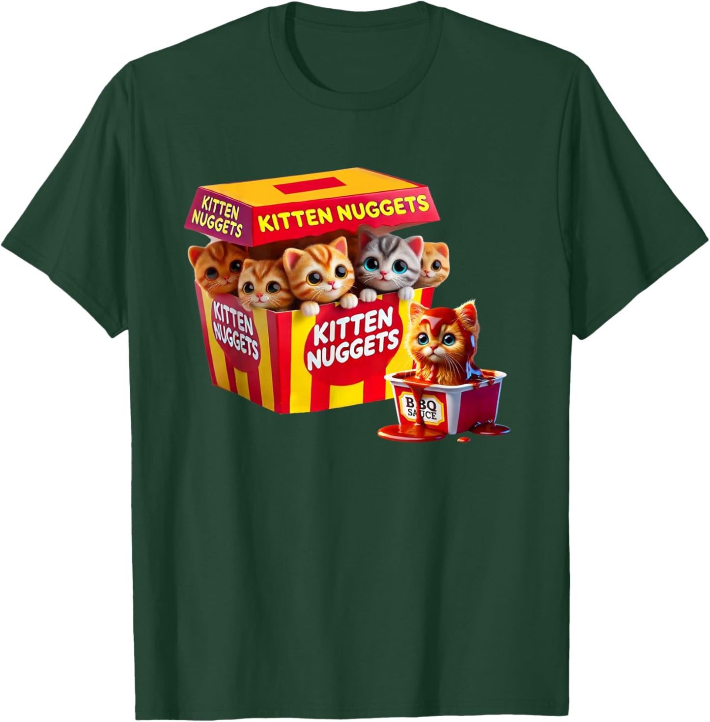 Kitten Nuggets Cat Lover Gift Food Pun Chicken Nuggets T-Shirt - T-Shirt | Forest