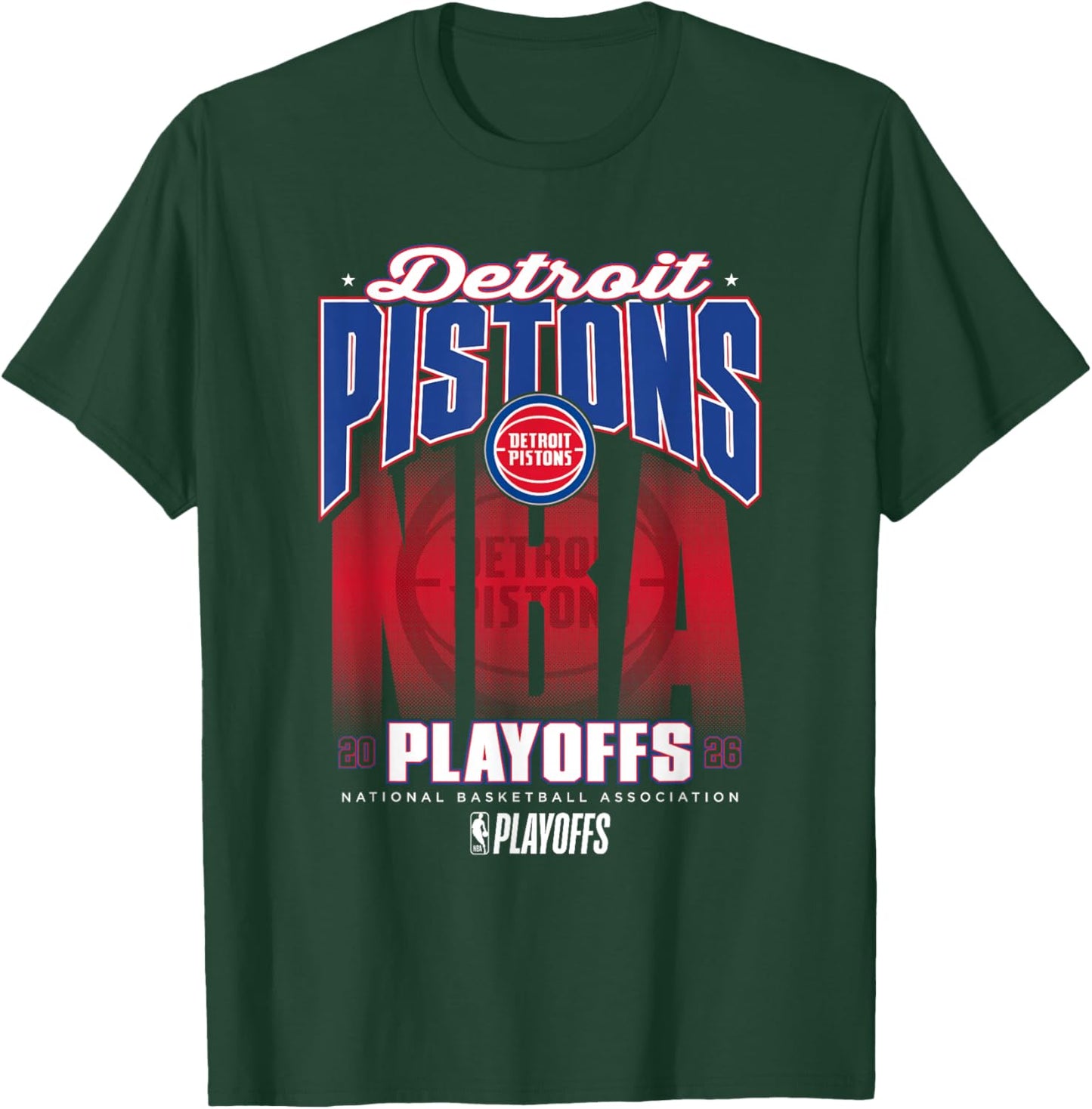 NBA Official 2026 Playoffs Detroit Pistons Fade T-Shirt - T-Shirt | Forest