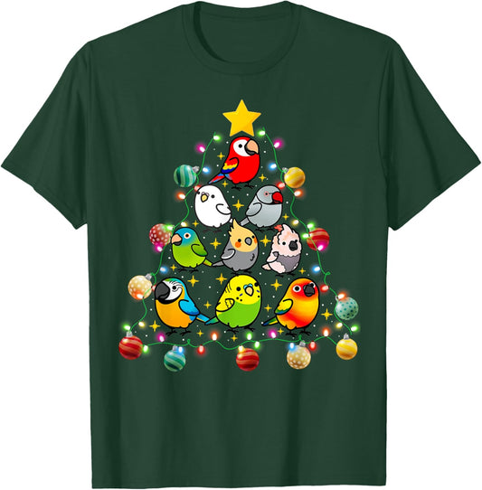 Parrot Christmas Light Ornament Tree Xmas Mom Dad Bird T-Shirt - T-Shirt | Forest