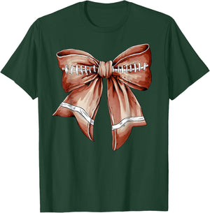 Coquette Bow Pumpkin American Football Thanksgiving Autumn T-Shirt - T-Shirt | Forest