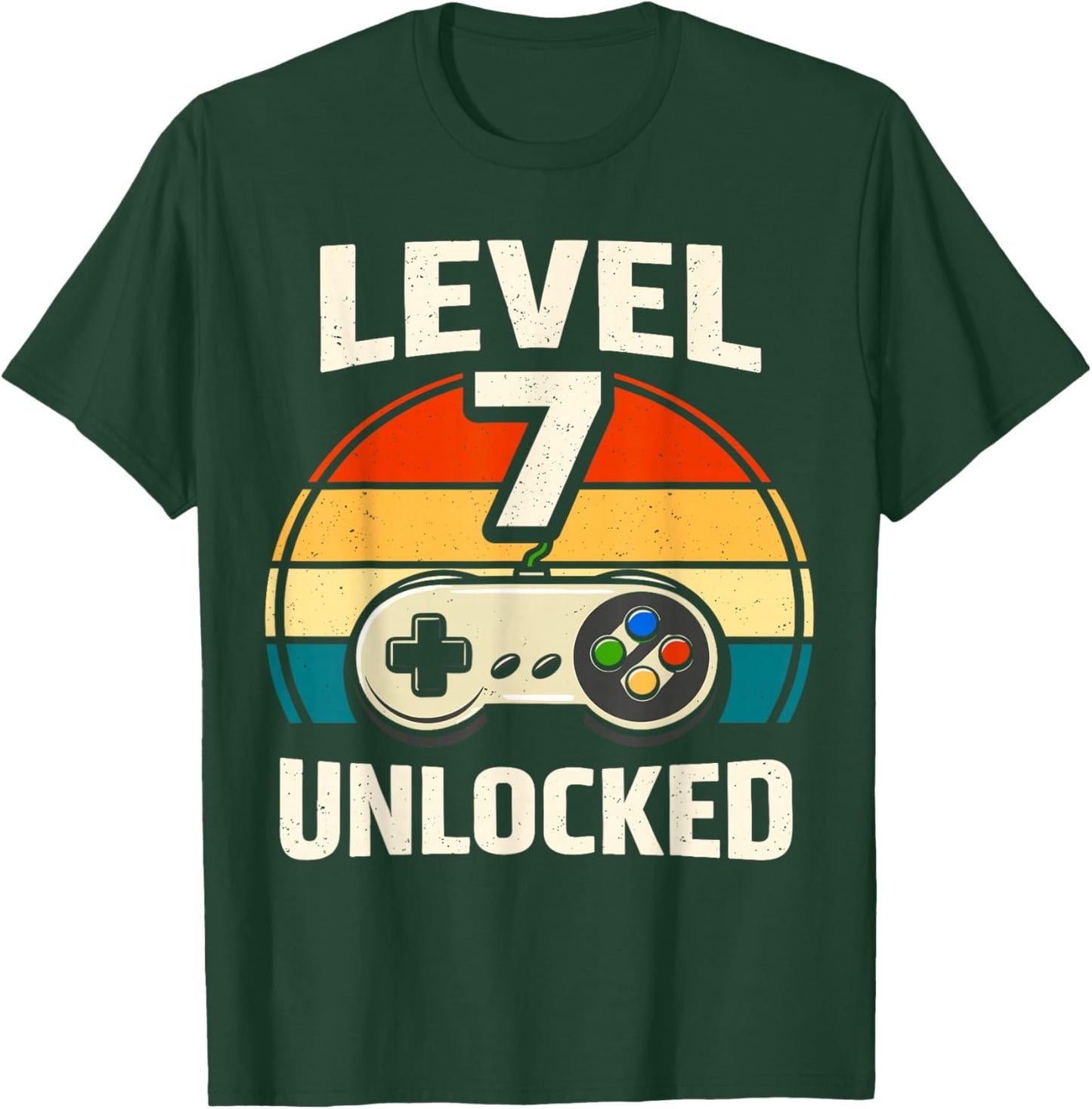 7th Birthday Level 7 Unlocked Gamer Gaming Seven Birthday T-Shirt - T-Shirt | Forest