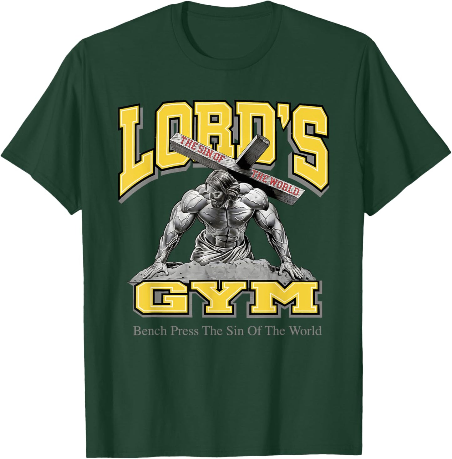 Lords Gym Jesus Vintage 90s Bench Press The Sin Of The World T-Shirt - T-Shirt | Forest