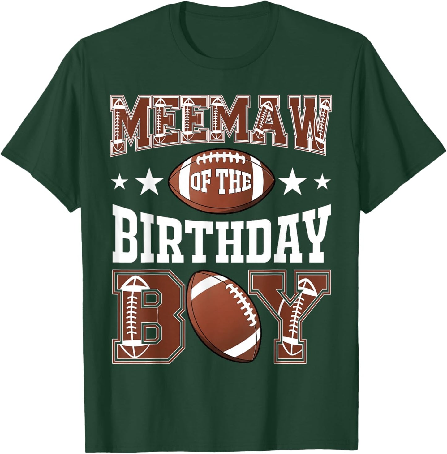 Meemaw Of The Birthday Boy Football Game Day T-Shirt - T-Shirt | Forest
