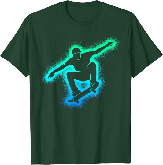 Skater Skateboard Skateboarder Men Kids Boys Skateboarding T-Shirt - T-Shirt | Forest