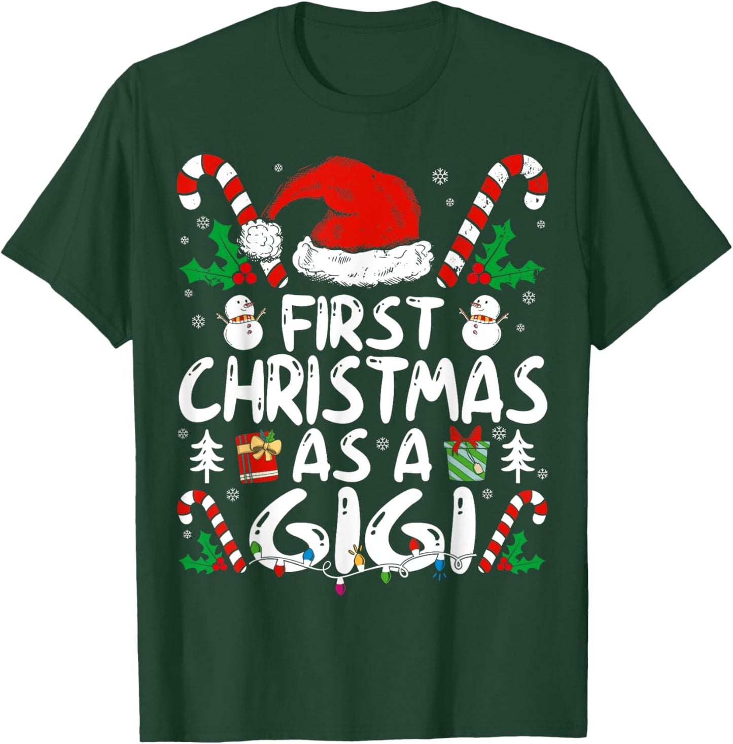 First Christmas As A Gigi Family Matching New Grandma 1st T-Shirt - T-Shirt | Forest