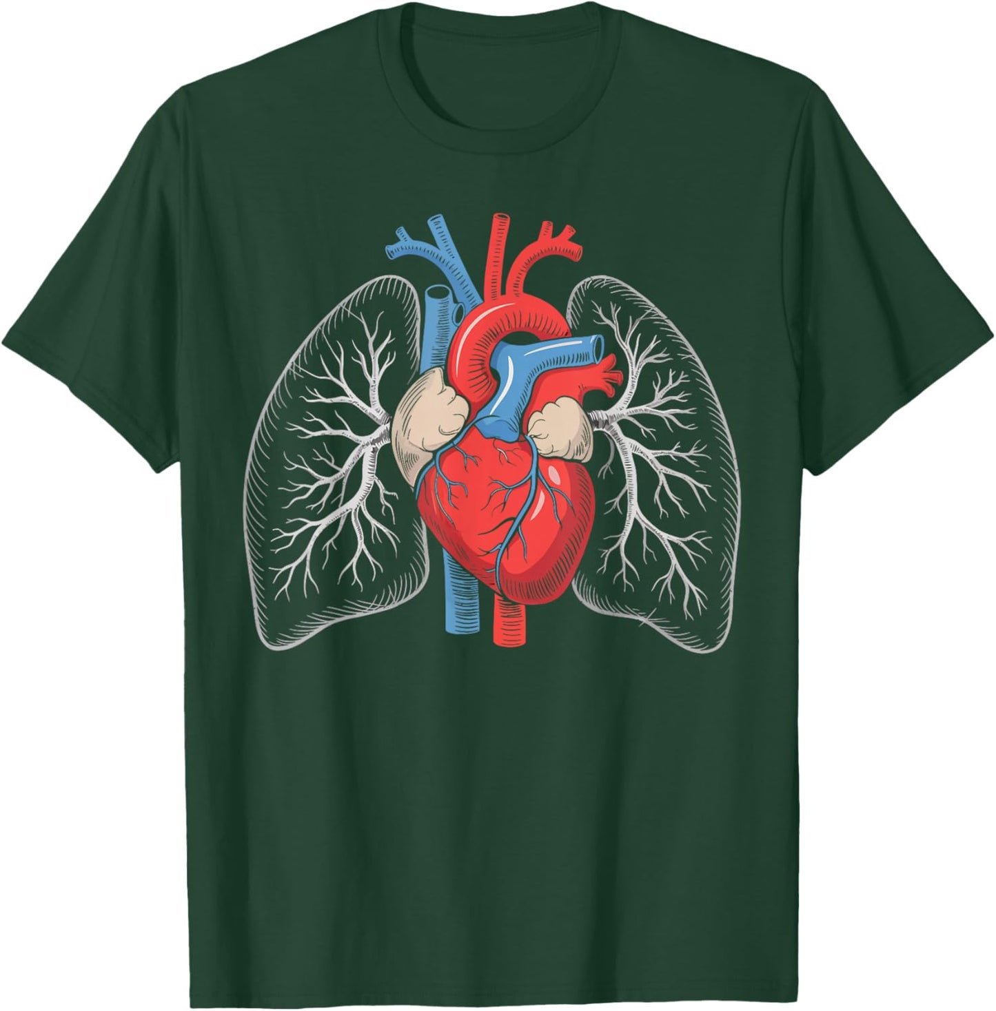 Human Lungs Heart Vintage Anatomy Medical Gifts T-Shirt - T-Shirt | Forest