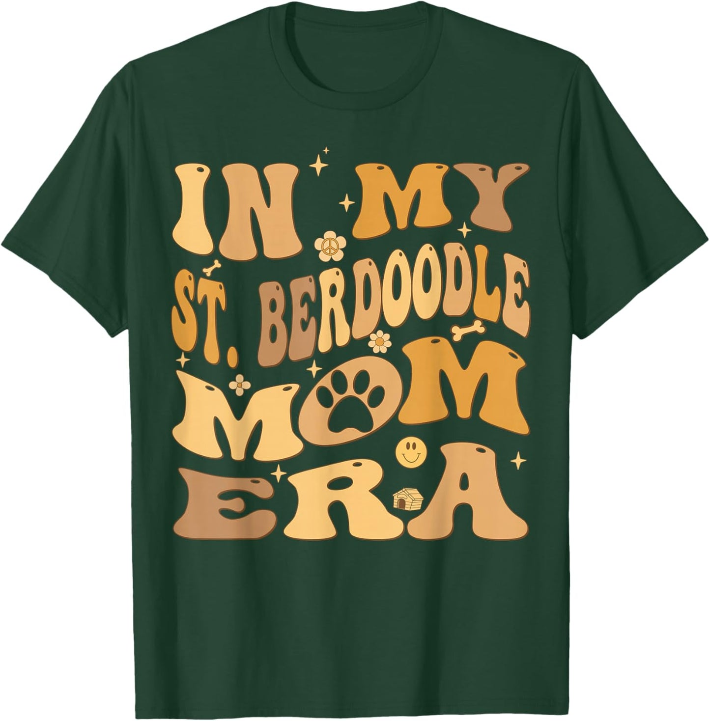 In My St Berdoodle Mom Era Groovy Saint Berdoodle Dog T-Shirt - T-Shirt | Forest