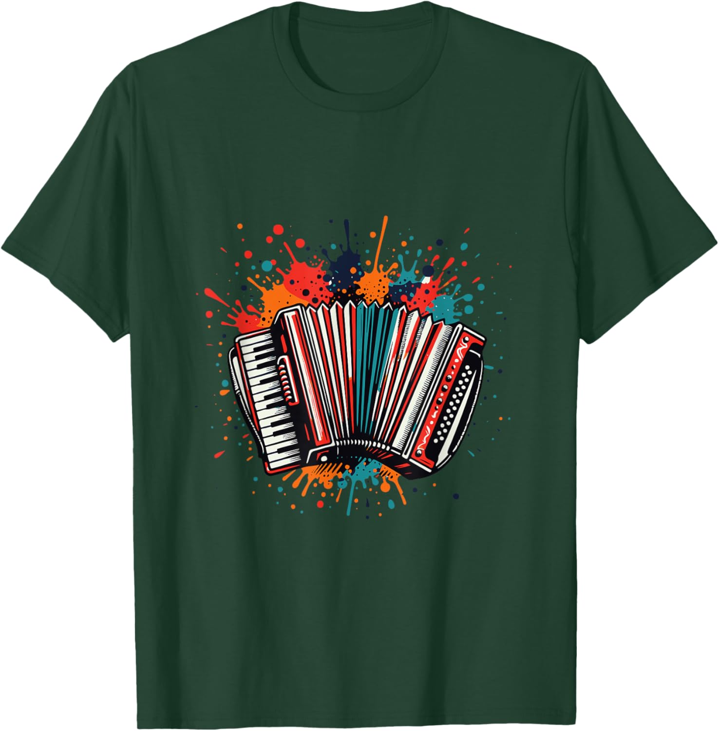 Retro Accordion Player Graphic Apparel for Music Lovers T-Shirt - T-Shirt | Forest