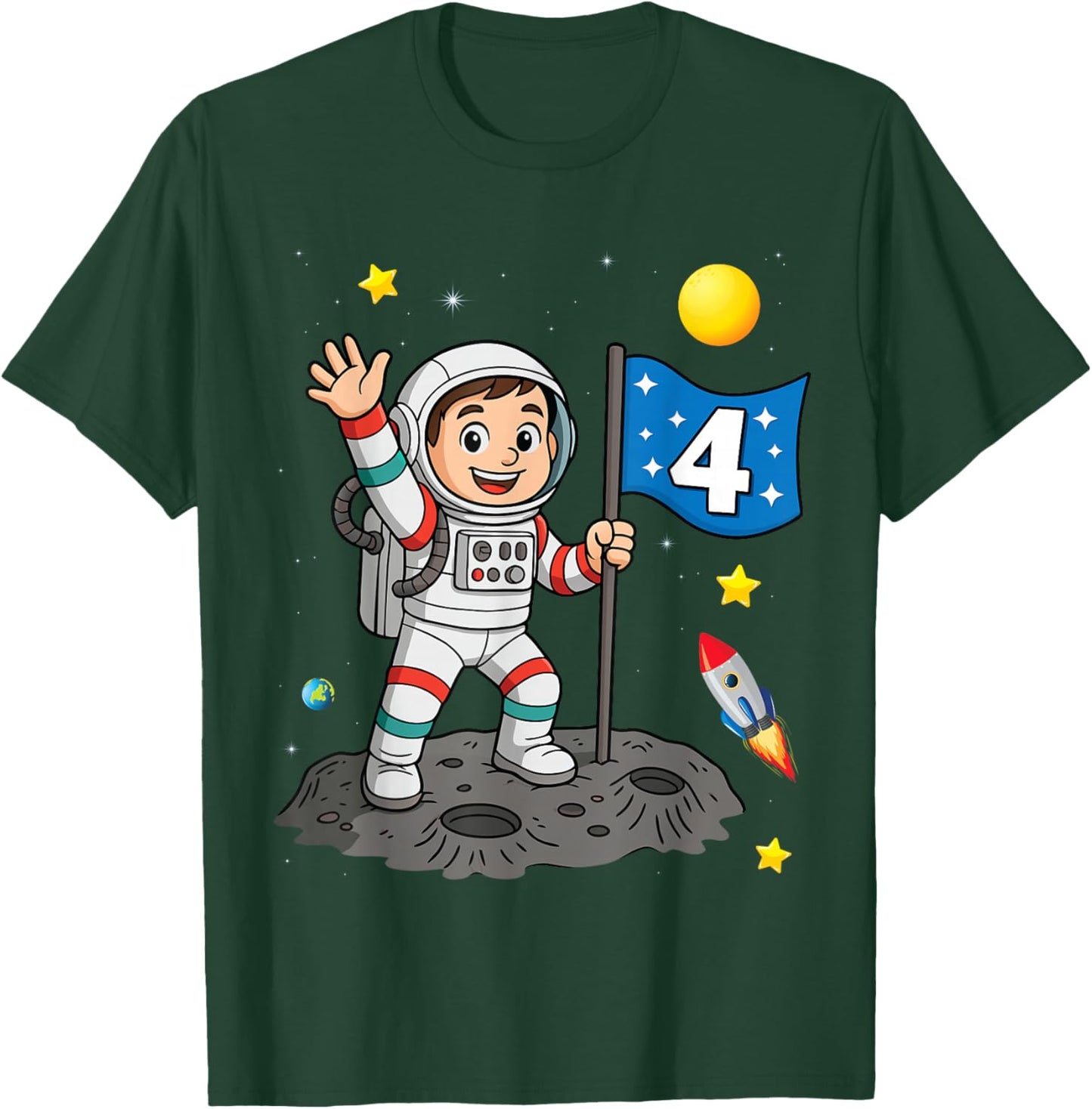 4th Birthday Astronaut All Space Boy 4th Birthday T-Shirt - T-Shirt | Forest