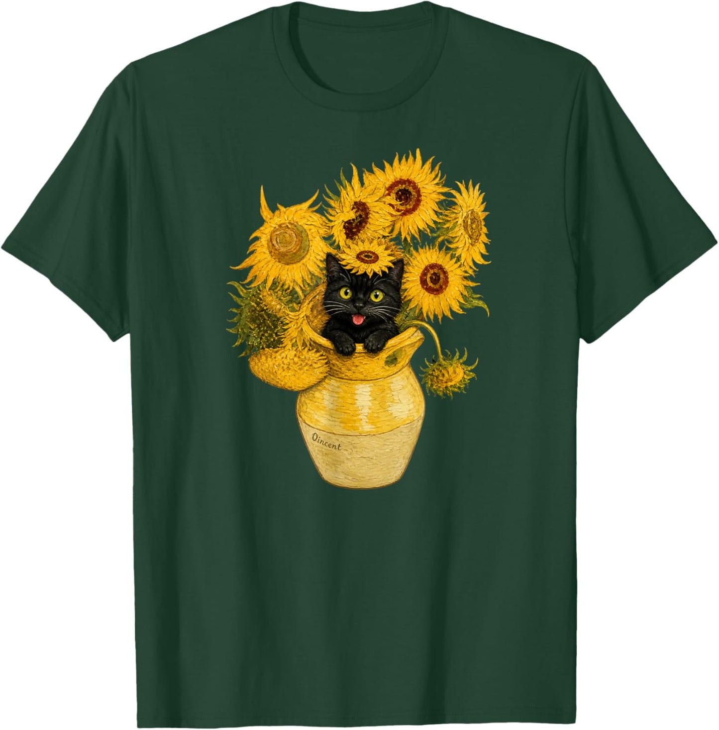 Funny Style Van Gogh Sunflowers Women Men Girl Boy Cat T-Shirt - T-Shirt | Forest